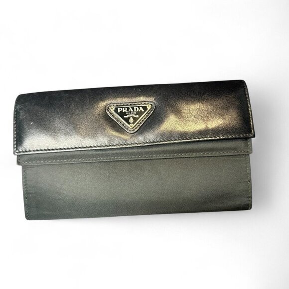 PRADA Saffiano Leather and Nylon Tri-Fold Wallet - Black - Picture 9 of 15